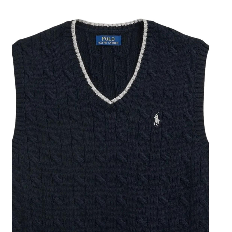 Polo Ralph Lauren Navy Cable Knit Sleeveless Jumper