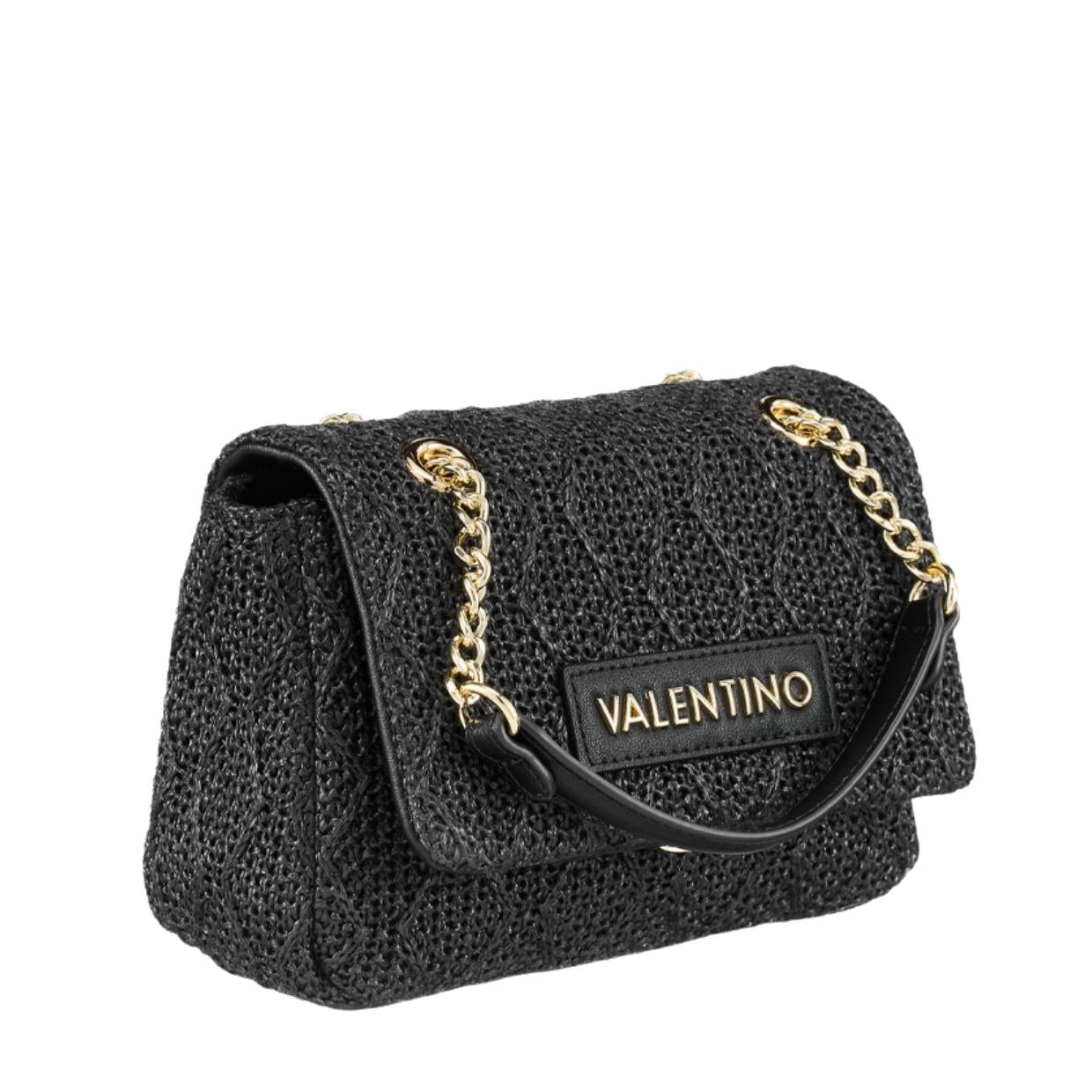 Valentino Bags Ocarina Summer Black Woven Satchel Bag