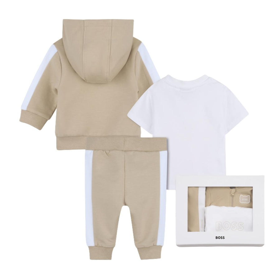 BOSS Baby Stone Beige Three-Piece Tracksuit Set