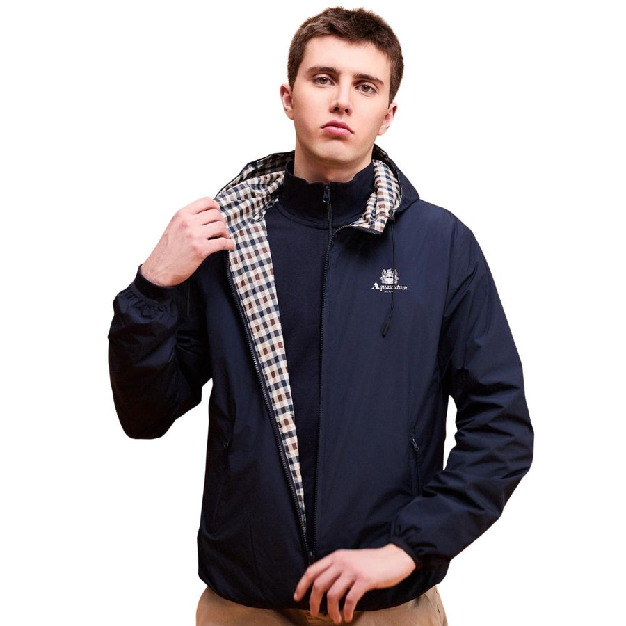 Aquascutum Active Navy Hooded Sailor Reversible Jacket