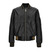 Versace Jeans Couture Black Leather Bomber Jacket