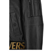 Versace Jeans Couture Black Leather Bomber Jacket