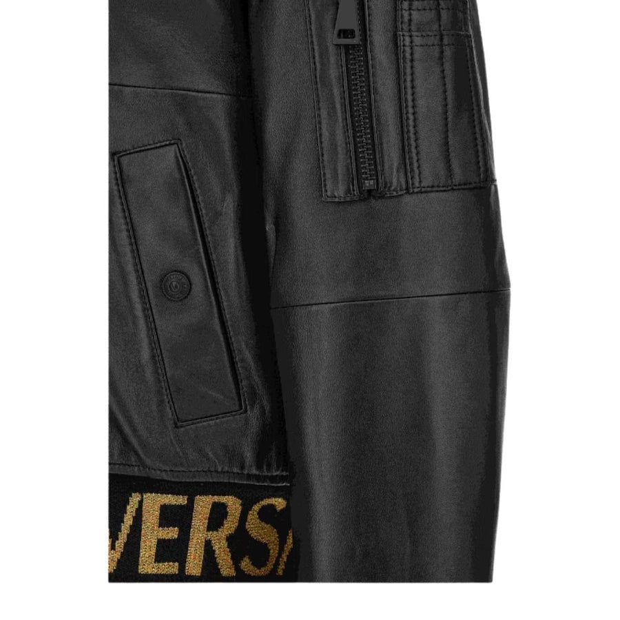 Versace Jeans Couture Black Leather Bomber Jacket