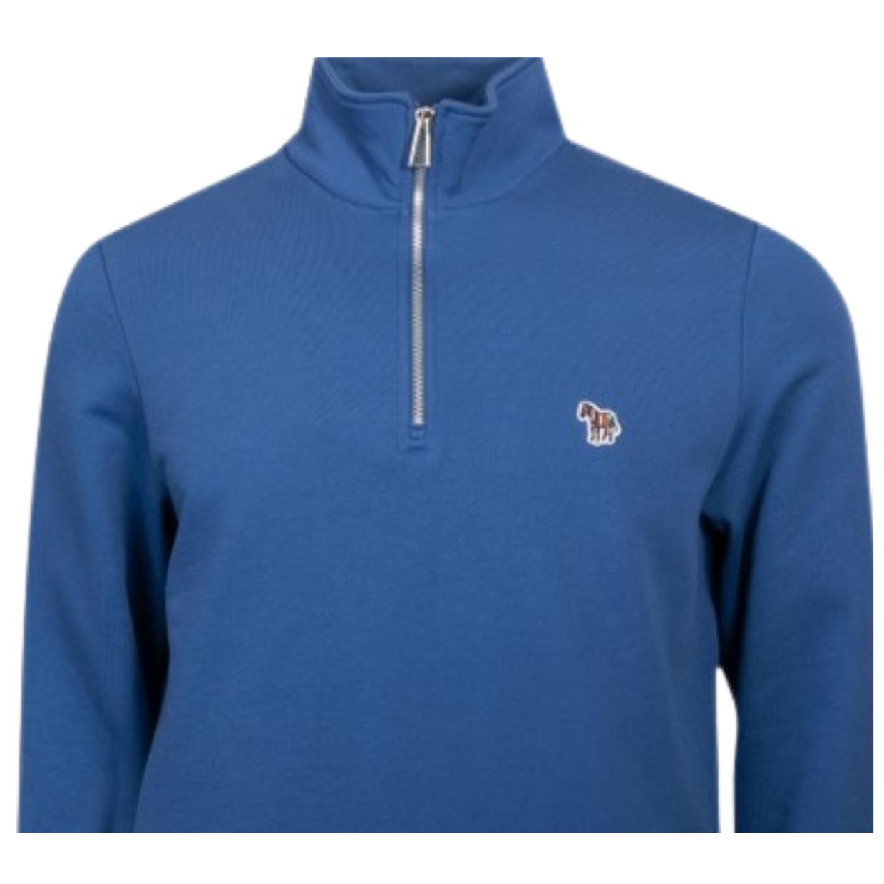 Paul Smith Zebra Logo Patch Royal Blue Half-Zip Sweatshirt