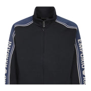 Emporio Armani Logo Stripe Double Jersey Navy Zip Sweatshirts