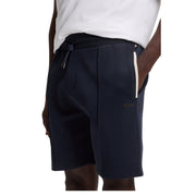 BOSS Metallic Logo Cotton Blend Dark Blue Sweat Shorts