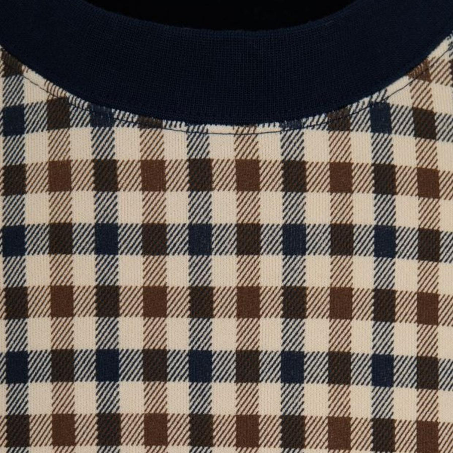 Aquascutum Active Club Check Navy Crewneck Sweatshirt