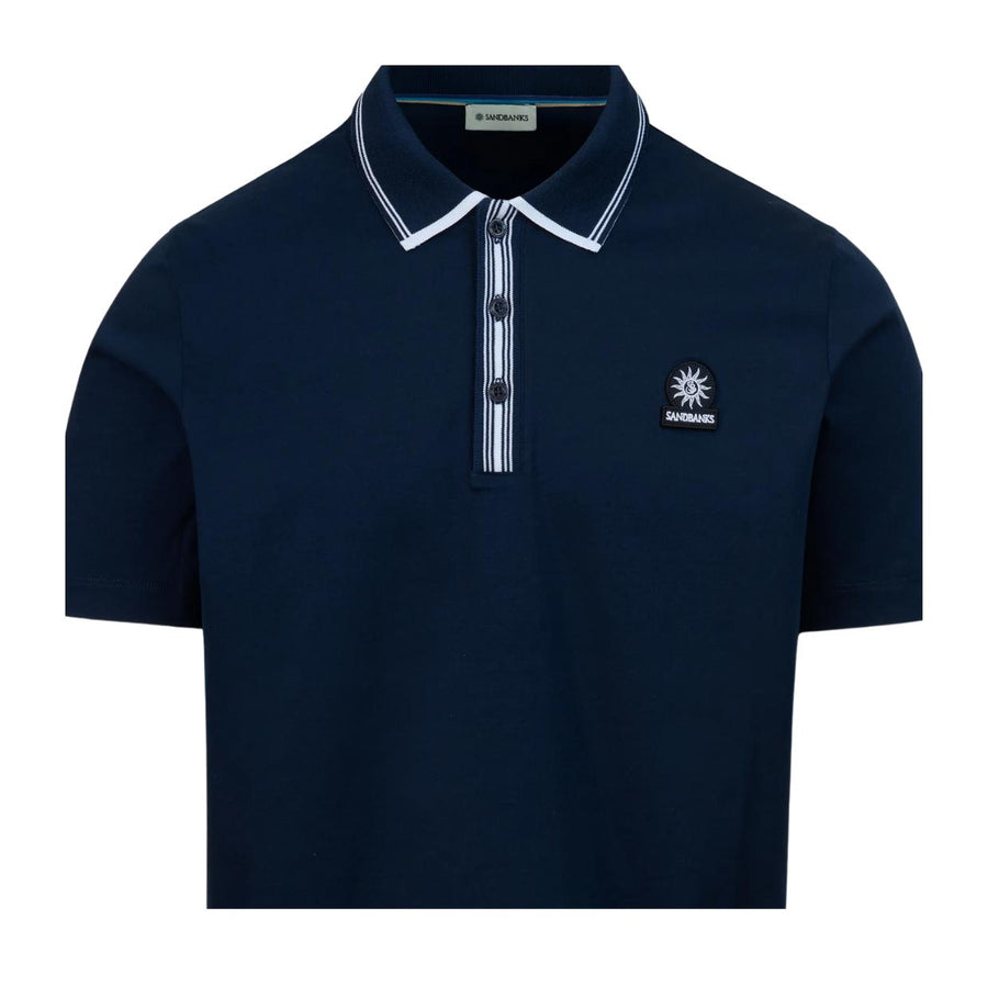 Sandbanks Contrast Stripe Navy Polo Shirt