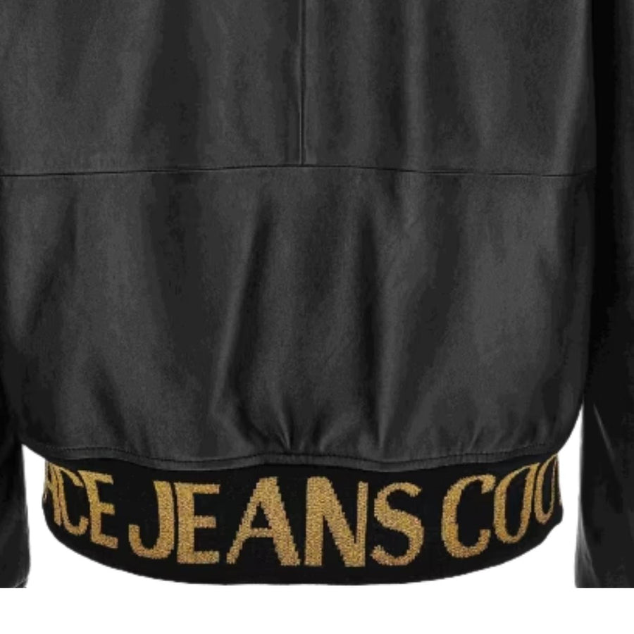 Versace Jeans Couture Black Leather Bomber Jacket