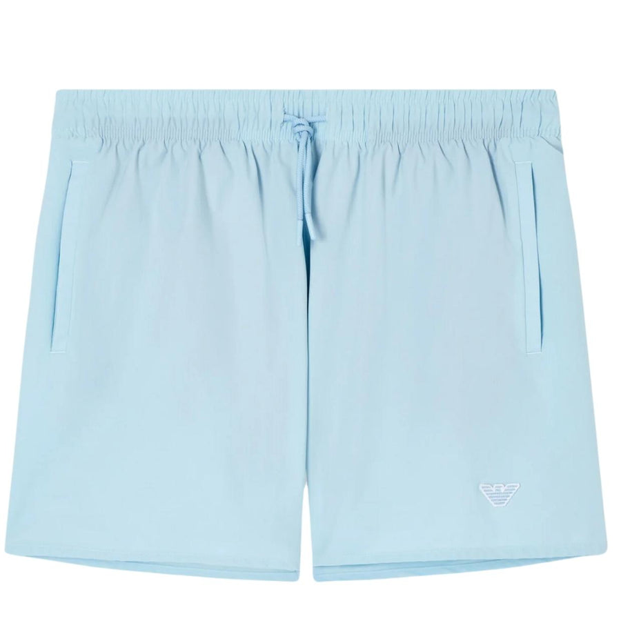 Emporio Armani Eagle Embroidered Sky Blue Swim Shorts