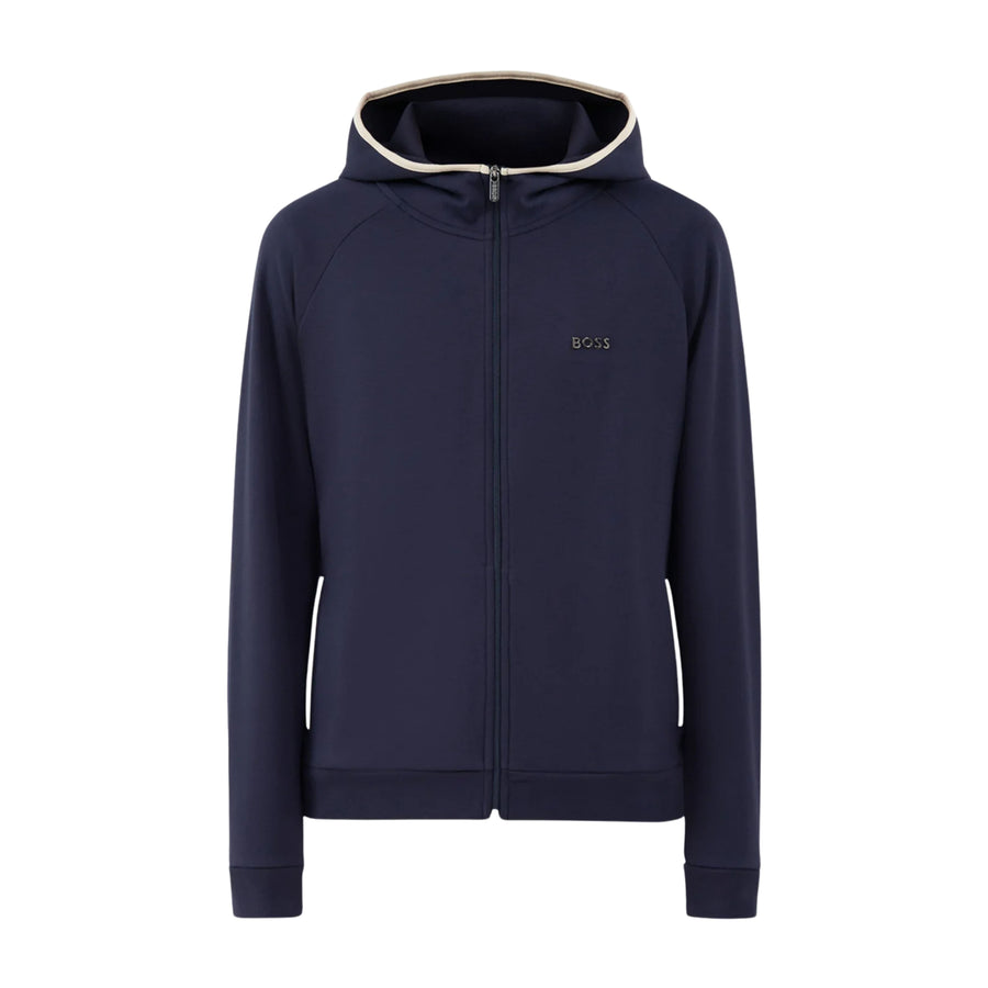 BOSS Metallic Logo Cotton Blend Dark Blue Hoodie