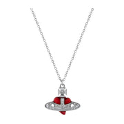 Vivienne Westwood Platinum Indian Pink New Diamante Heart Pendant