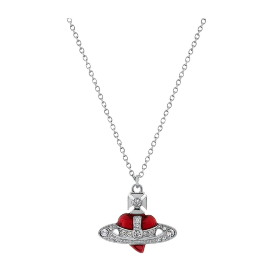 Vivienne Westwood Platinum Indian Pink New Diamante Heart Pendant