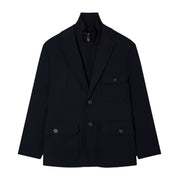 Emporio Armani Padded Multi-Pockets Nylon Stretch Black Blazer
