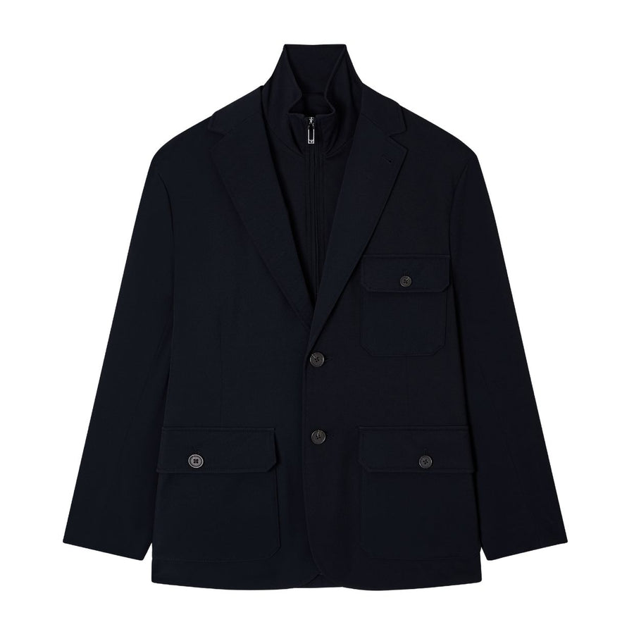 Emporio Armani Padded Multi-Pockets Nylon Stretch Black Blazer