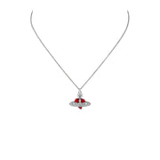 Vivienne Westwood Platinum Indian Pink New Diamante Heart Pendant