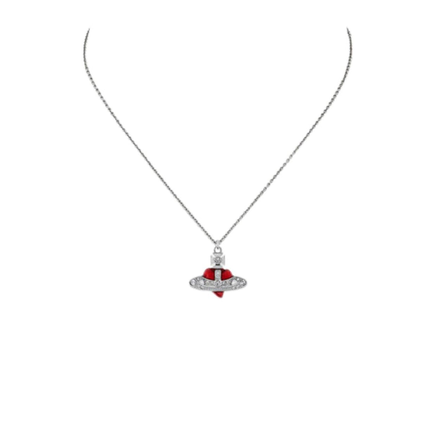 Vivienne Westwood Platinum Indian Pink New Diamante Heart Pendant