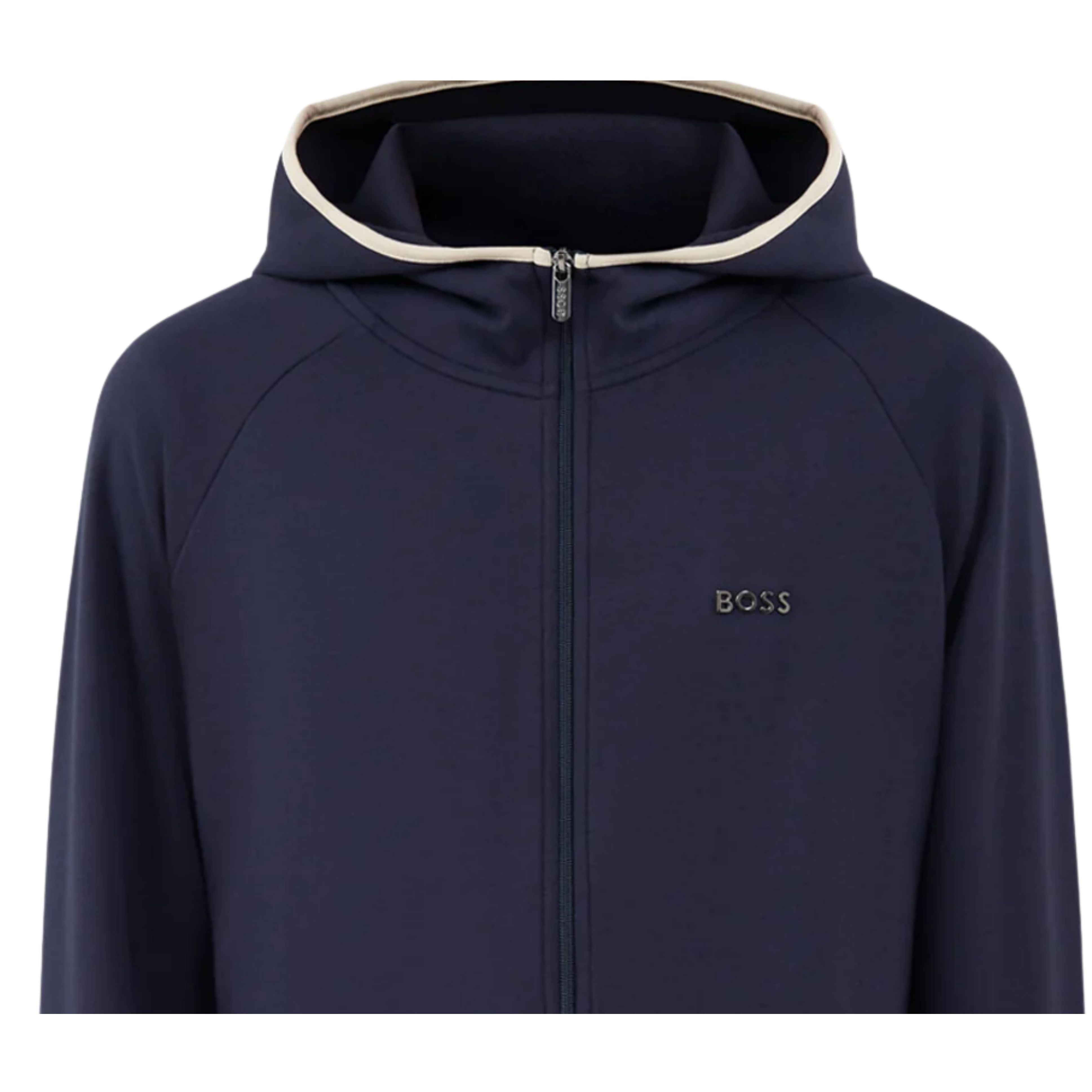 BOSS Metallic Logo Cotton Blend Dark Blue Hoodie