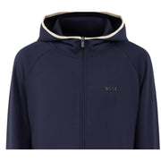 BOSS Metallic Logo Cotton Blend Dark Blue Hoodie