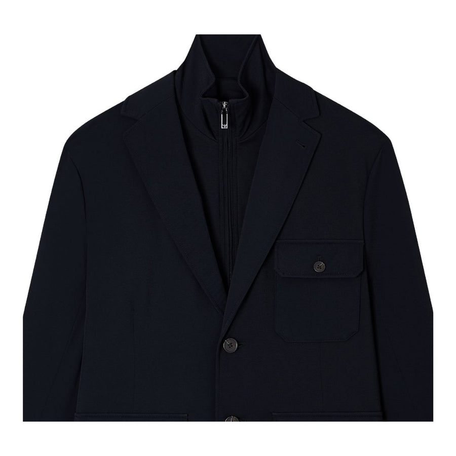 Emporio Armani Padded Multi-Pockets Nylon Stretch Black Blazer