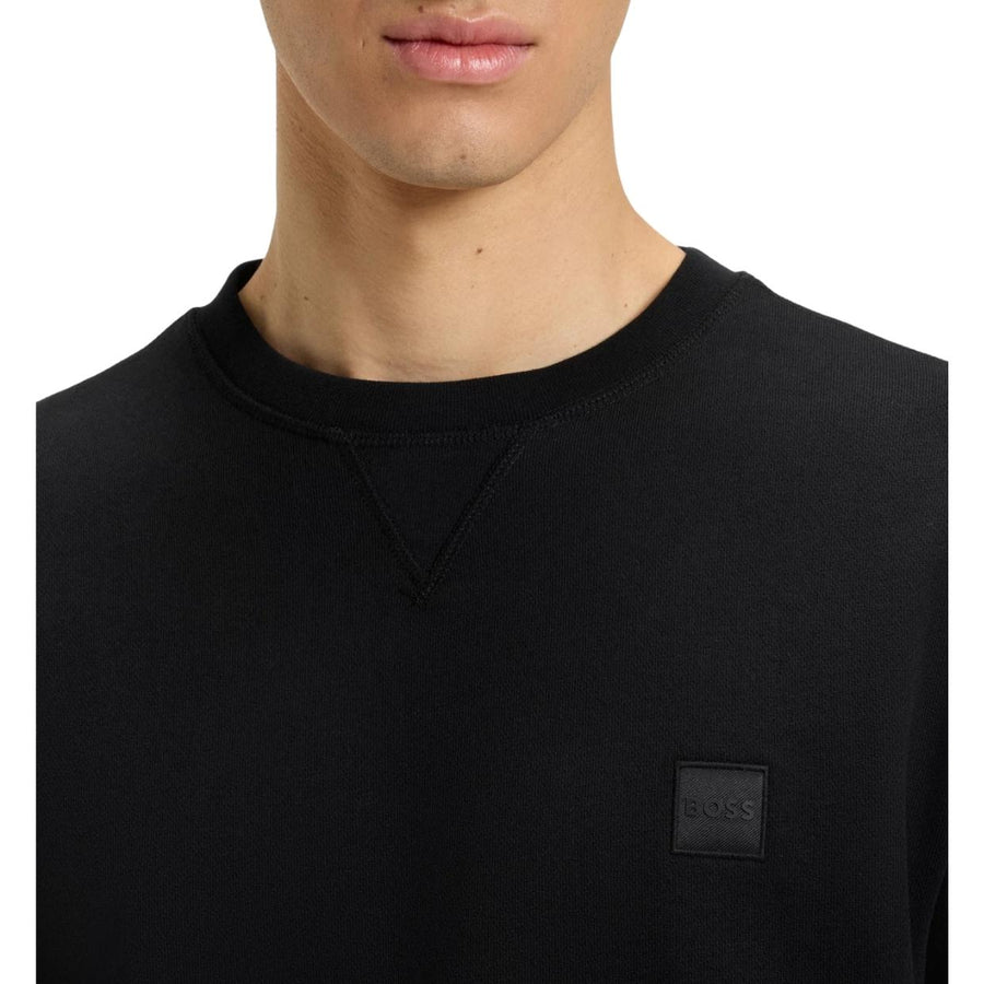 BOSS Logo Patch Westart Black Cotton-Terry Sweatshirt