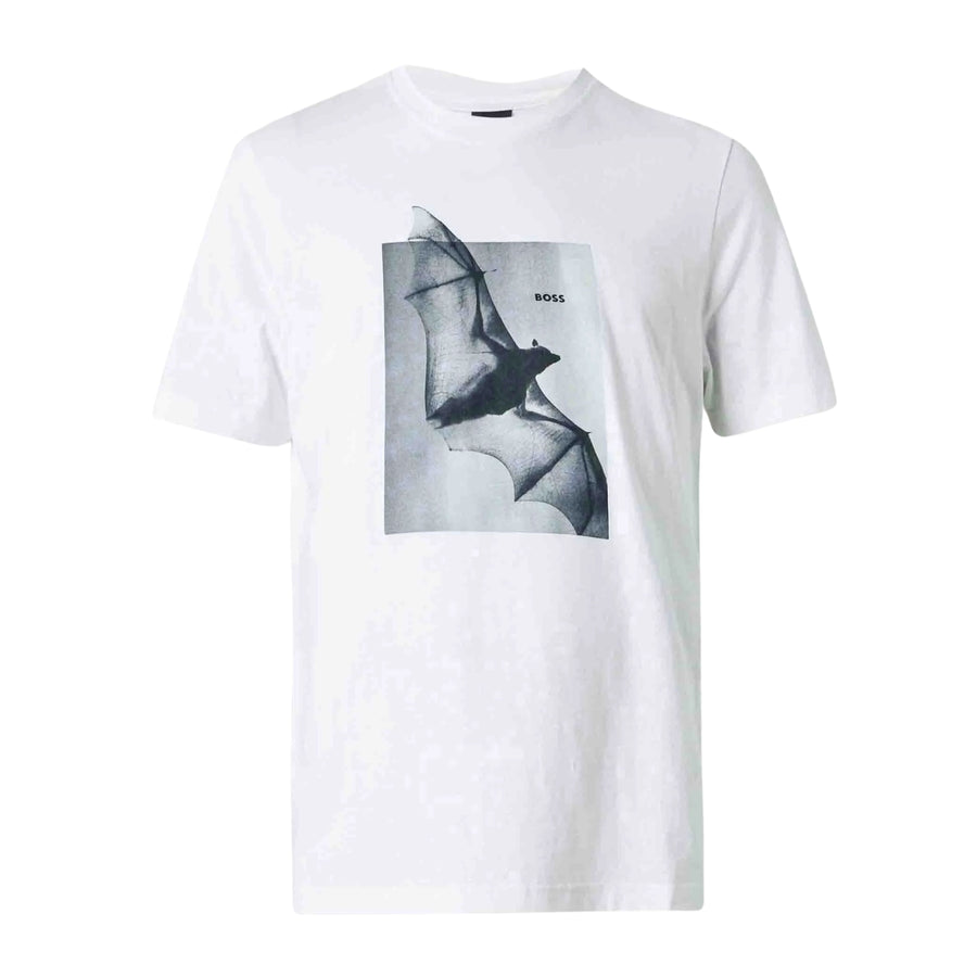 BOSS Graphic Print Cotton Jersey White T-Shirt