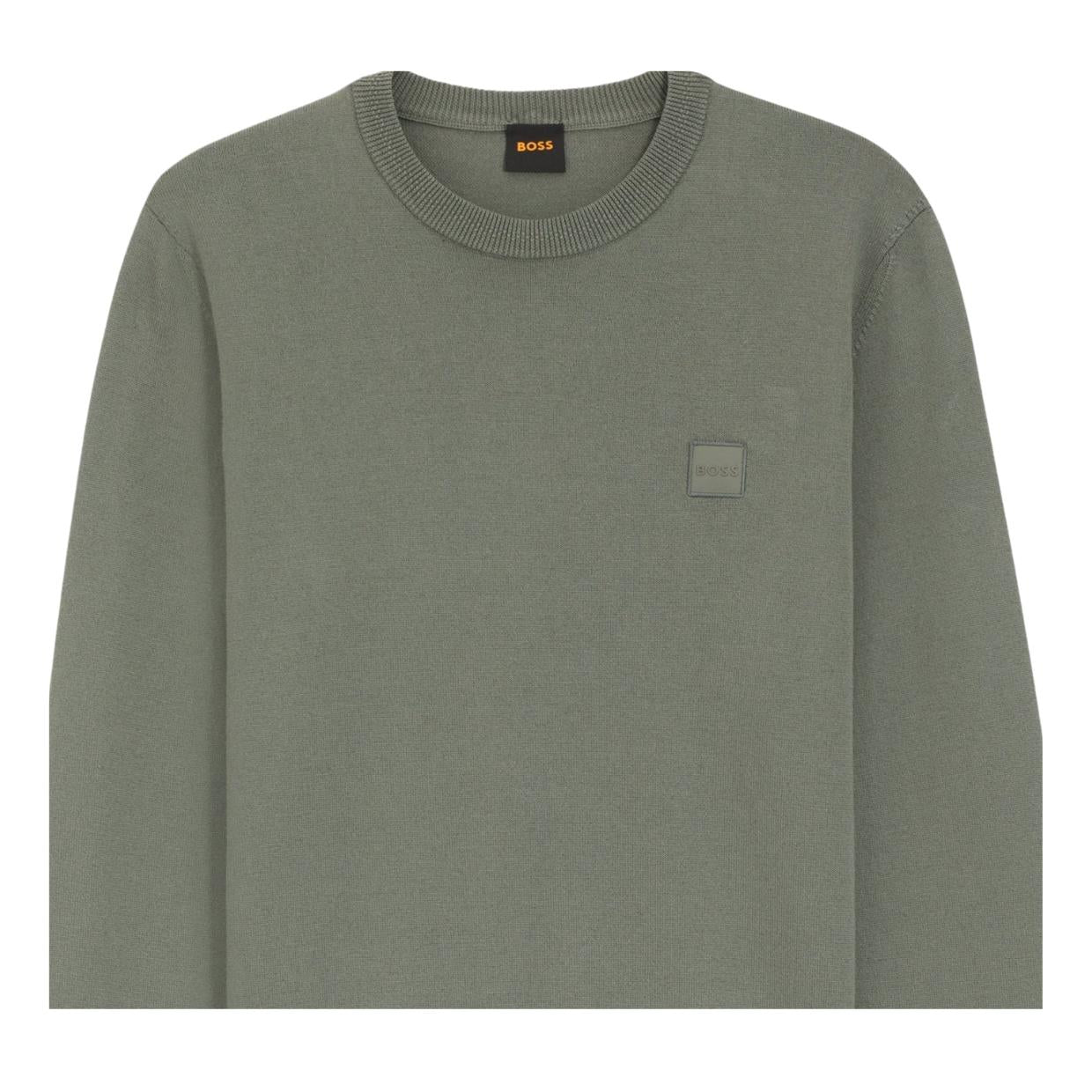 BOSS Kanovano Logo Patch Grey Knitted Sweatshirt