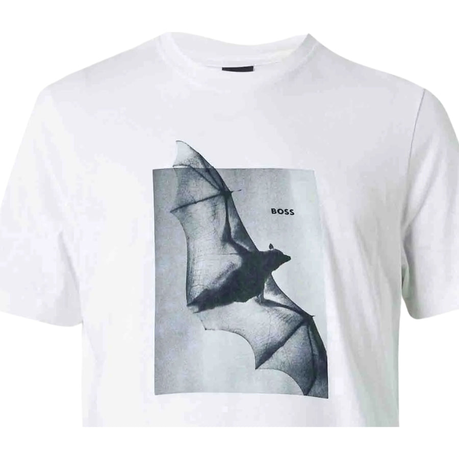 BOSS Graphic Print Cotton Jersey White T-Shirt