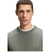 BOSS Kanovano Logo Patch Grey Knitted Sweatshirt