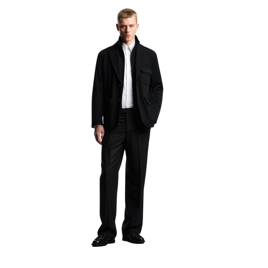 Emporio Armani Padded Multi-Pockets Nylon Stretch Black Blazer