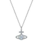 Vivienne Westwood Platinum Olympia Light Blue Pearl Pendent