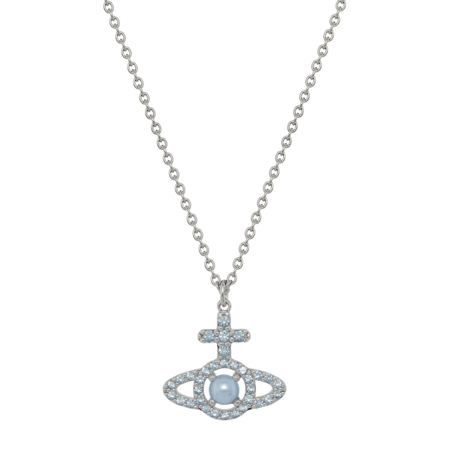 Vivienne Westwood Platinum Olympia Light Blue Pearl Pendent