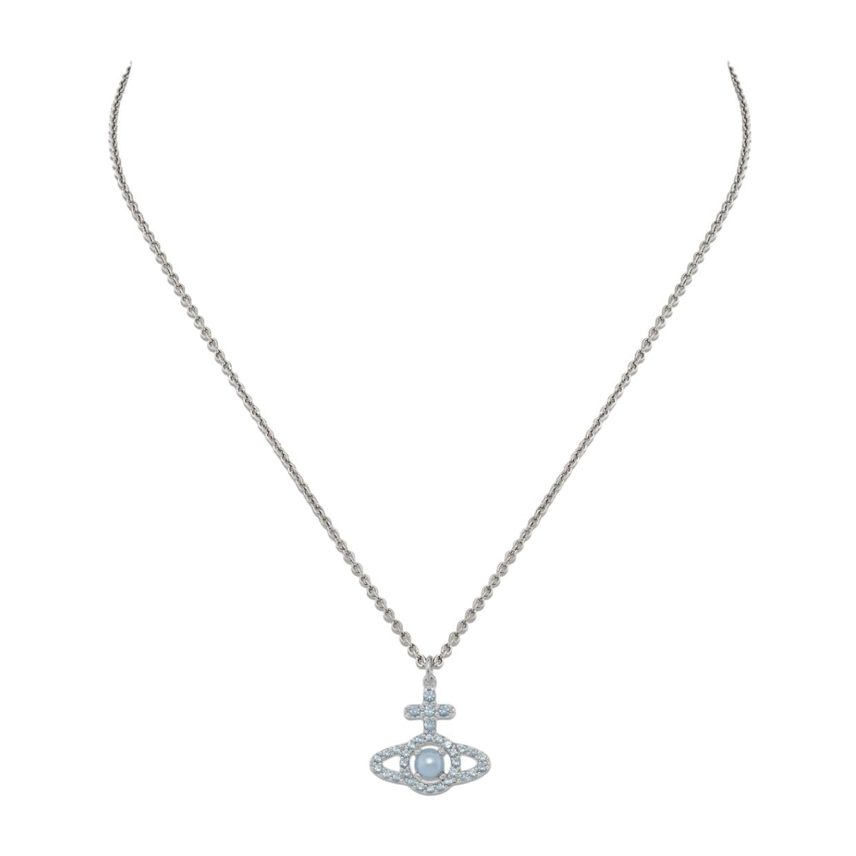 Vivienne Westwood Platinum Olympia Light Blue Pearl Pendent
