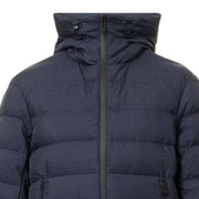 Emporio Armani Logo Lettering Navy Nylon Quilted Hooded Down Jacket