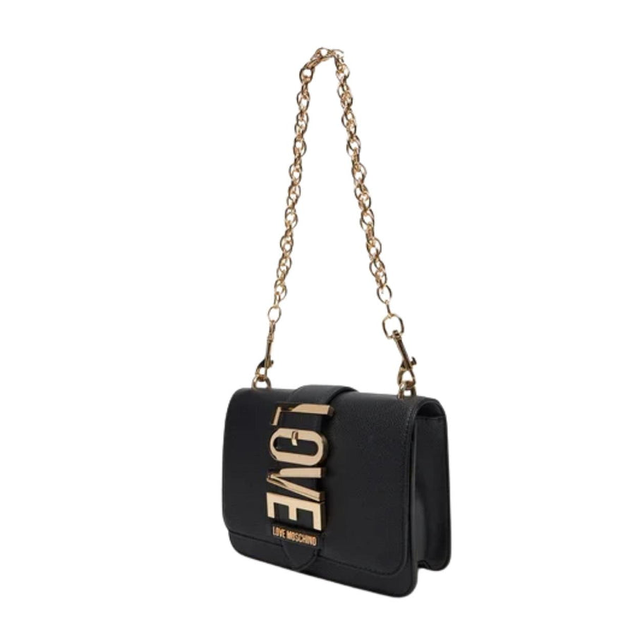 Love Moschino Logo Plaque Black Shoulder Bag