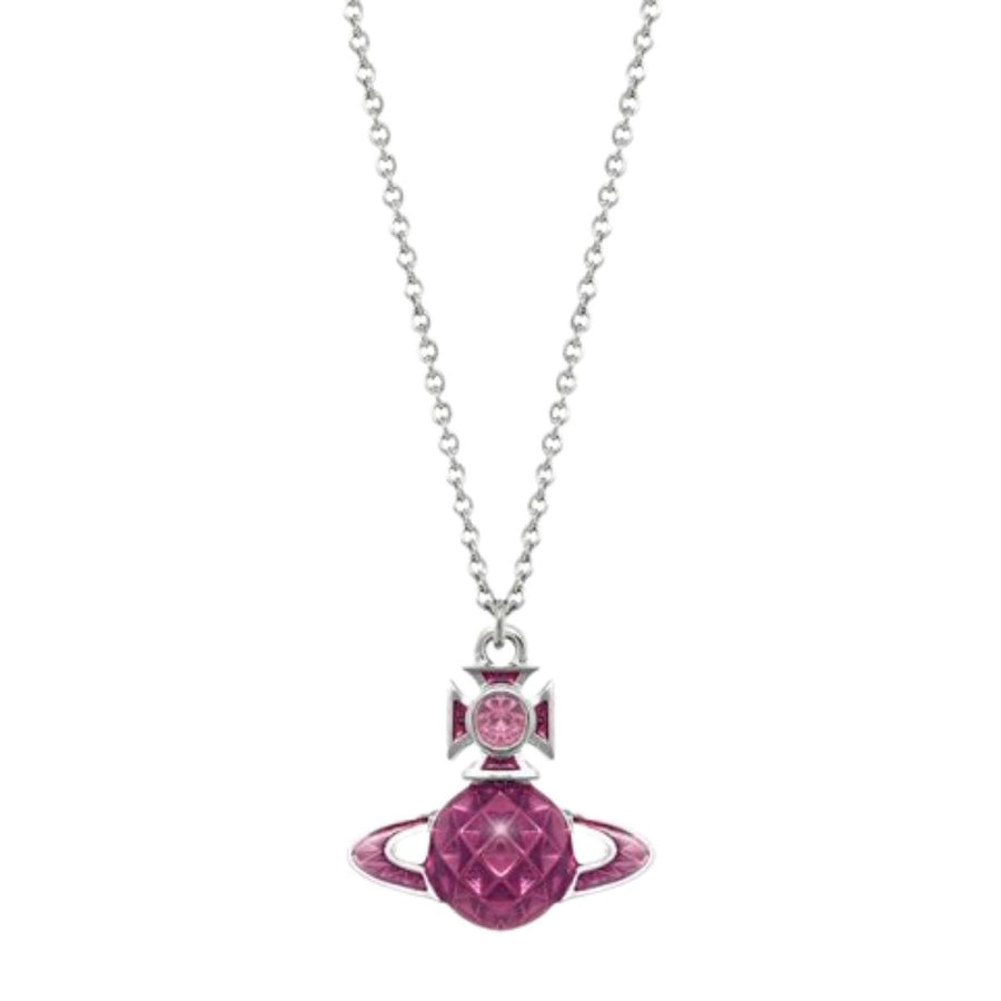 Vivienne Westwood Platinum Light Rose Crystal Relief Pendent