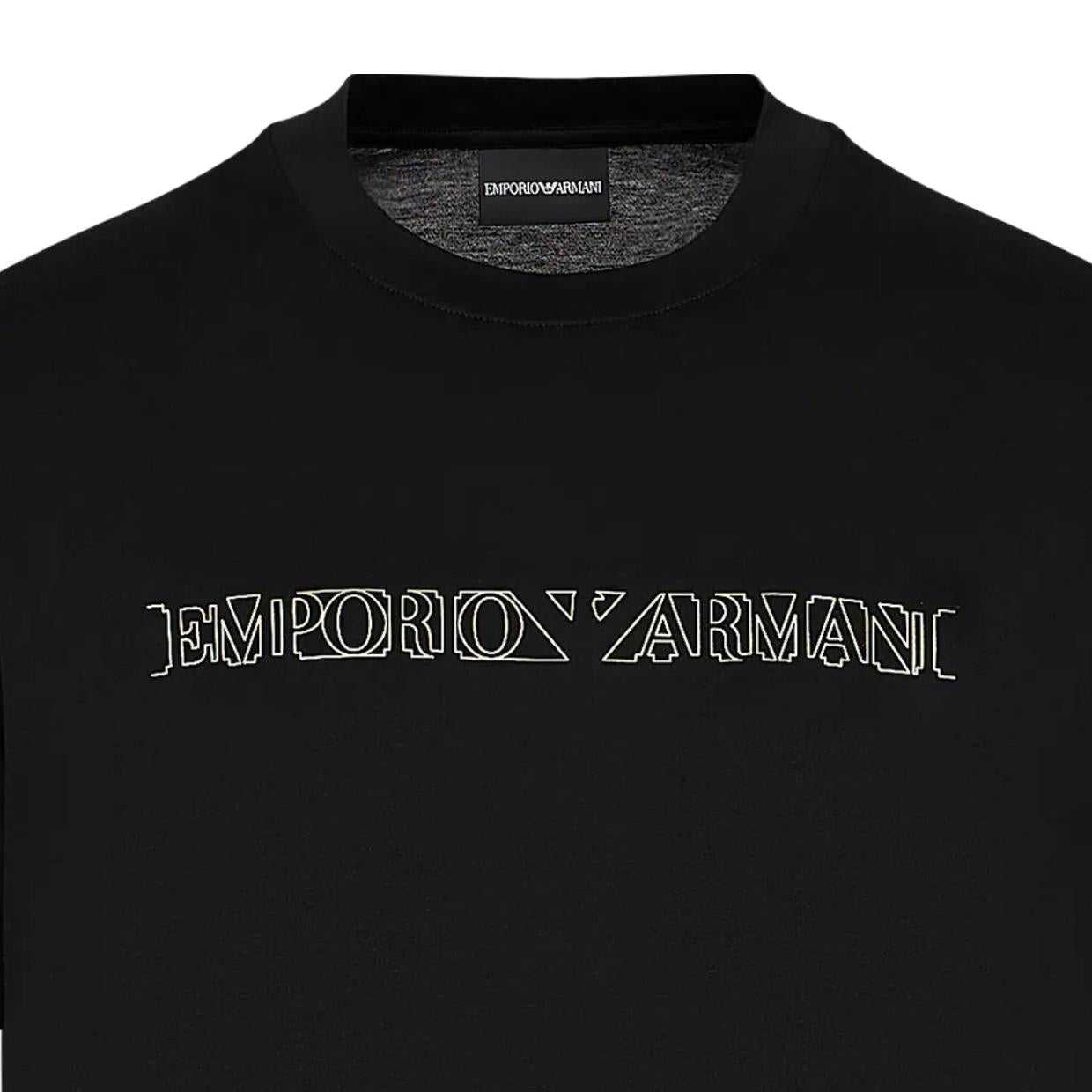 Emporio Armani Printed Logo Lyocell Black T-Shirt