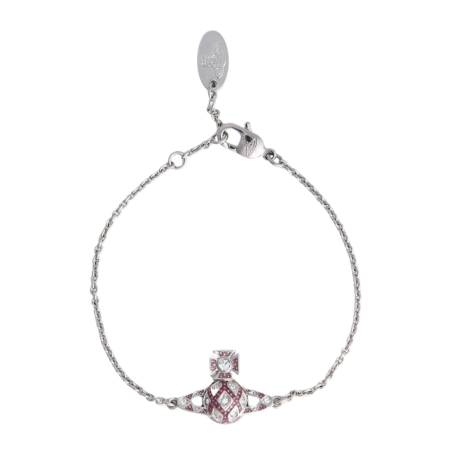 Vivienne Westwood Platinum Crystal Rose Enamel Rachelle Bas Relief Bracelet