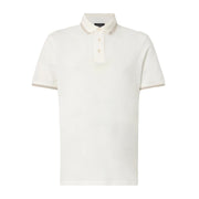 Emporio Armani Contrast Stripe Snow White Pique Polo Shirt