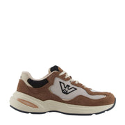 Emporio Armani Eagle Logo Mesh and Suede Trainers