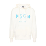 MSGM Contrasting Logo Off-White Hoodie