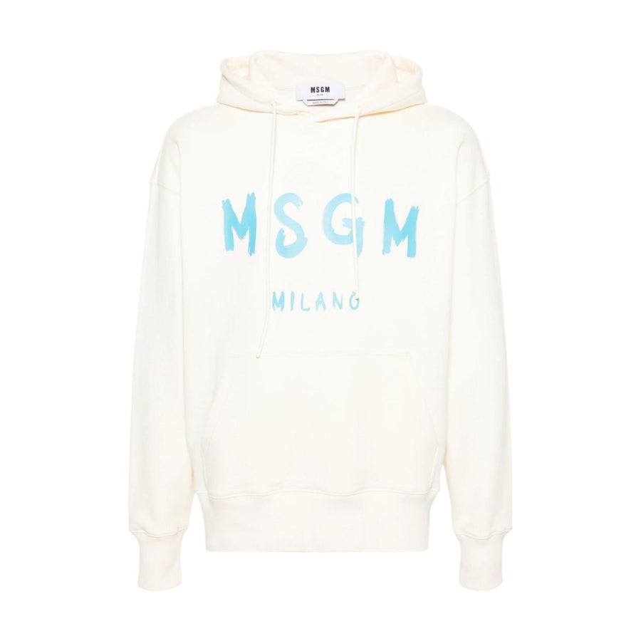 MSGM Contrasting Logo Off-White Hoodie