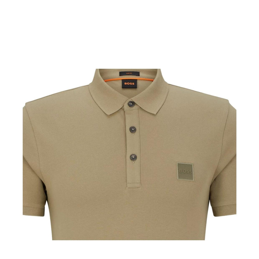 BOSS Passenger Logo Patch Khaki Polo Shirt