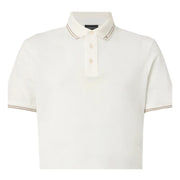 Emporio Armani Contrast Stripe Snow White Pique Polo Shirt