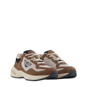 Emporio Armani Eagle Logo Mesh and Suede Trainers