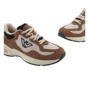 Emporio Armani Eagle Logo Mesh and Suede Trainers