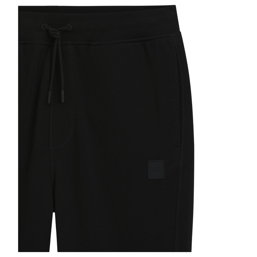BOSS Logo Patch Sestart Cotton Terry Black Tracksuit Bottoms
