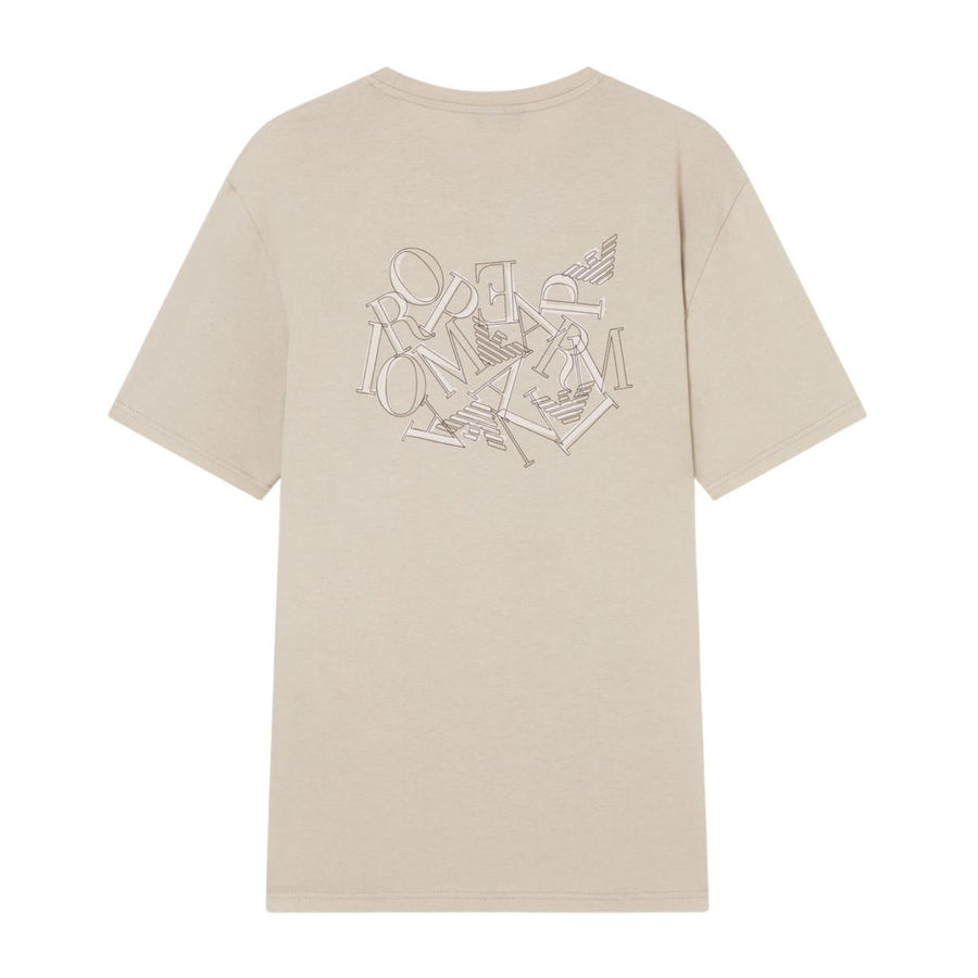 Emporio Armani Bodywear Logo Pattern Print Beige T-Shirt