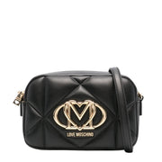 Love Moschino Gold-Tone Heart Logo Quilted Black Crossbody Bag