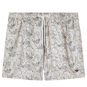 Emporio Armani All-Over Logo Beige Swim Shorts